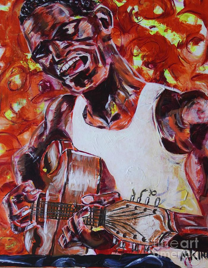 Blues Guitar Painting - Cedric Burnside by Melvin King