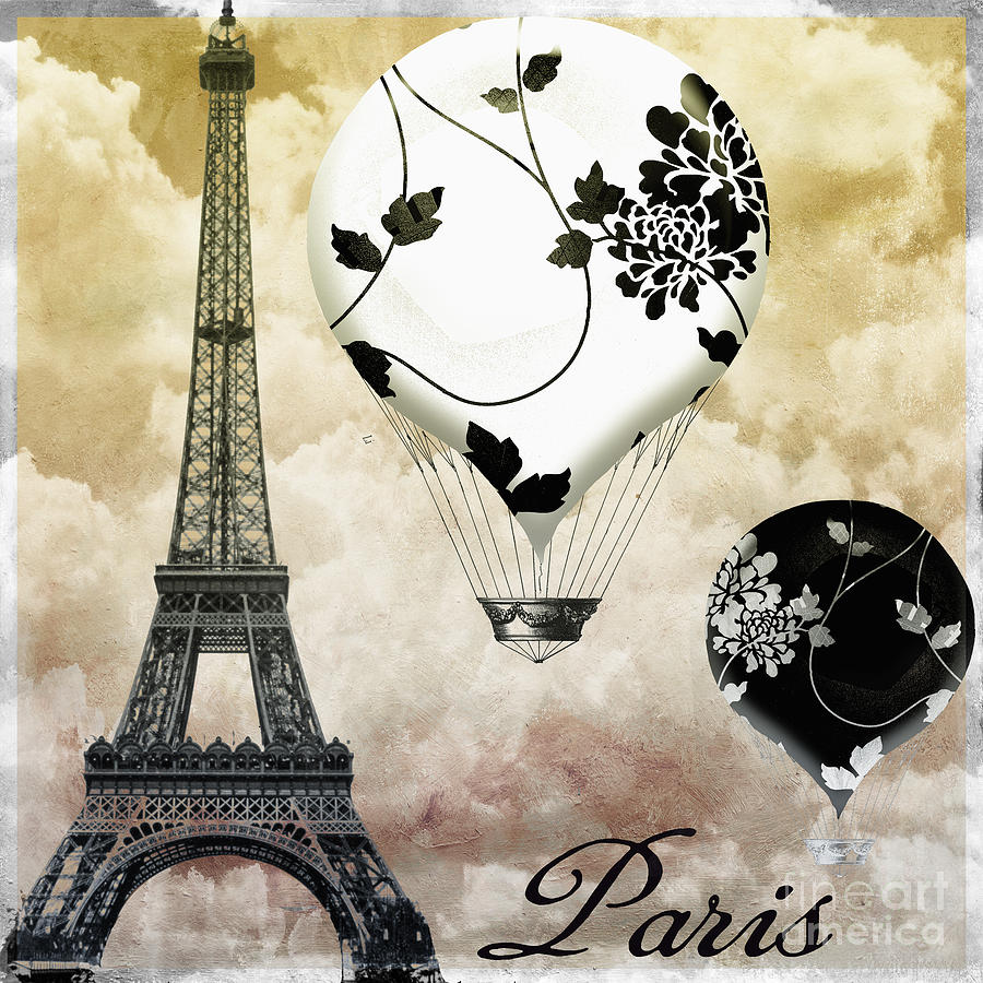 Иллюстрация Париж воздушный шар