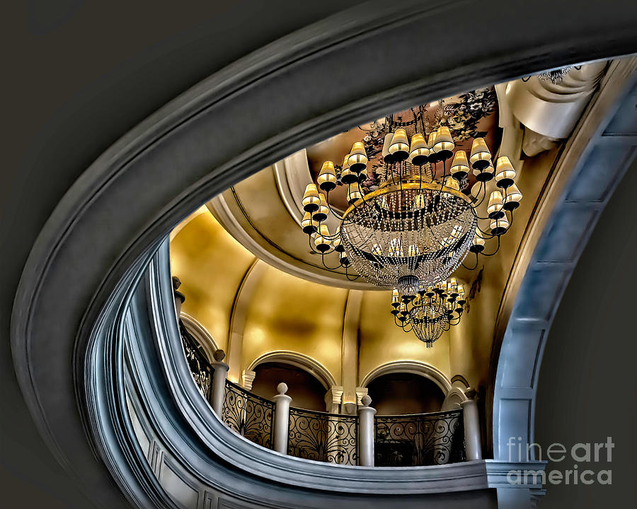 Ceiling and Chandelier in Bellagio Photograph by Walt Foegelle