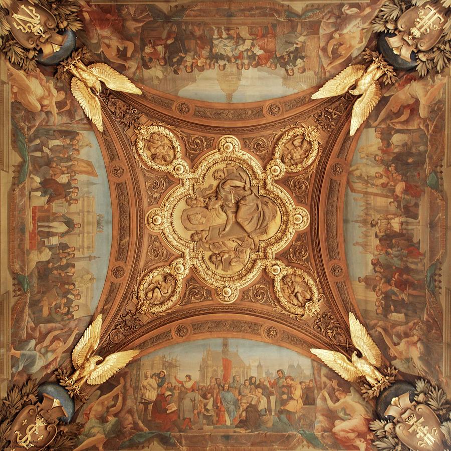 Ceiling Art Of The Louvre - 2 - Square Photograph by Hany J