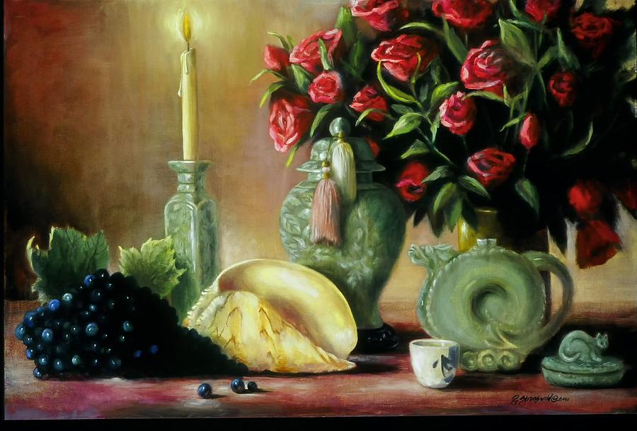 Celadon and Roses Painting by Ruth Stromswold Celadon and Roses Painting by Ruth Stromswold