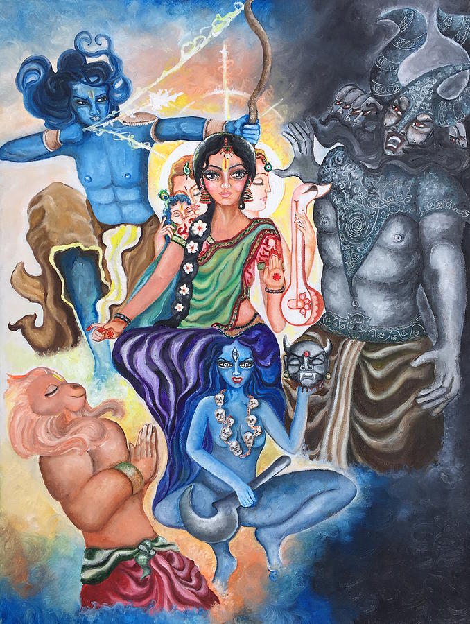 Celebrating the goddess Painting by Sangeetha Bansal - Fine Art America