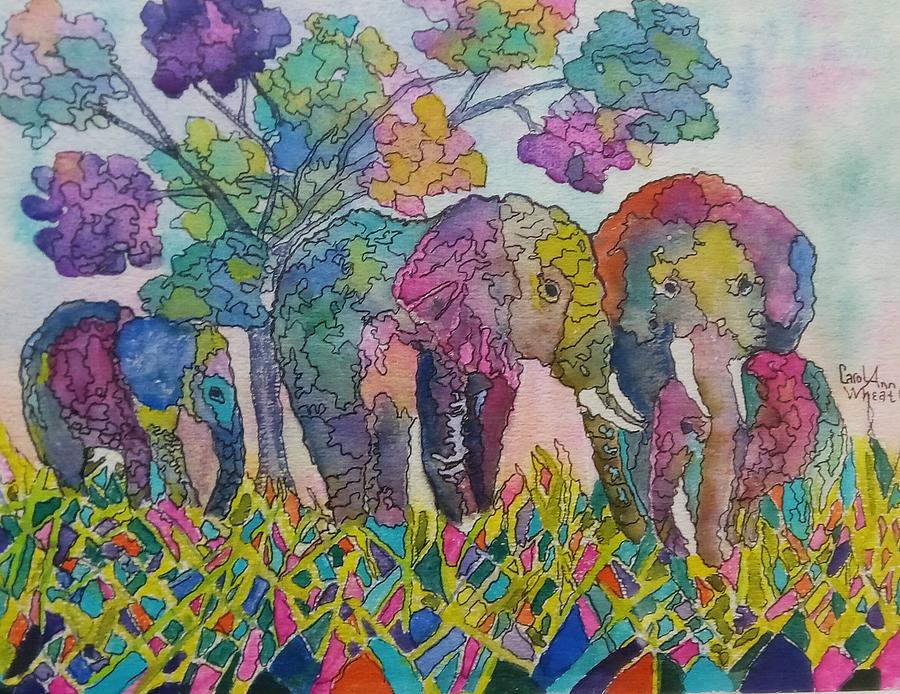 Elephant Painting - Celebration by Carol Wheat