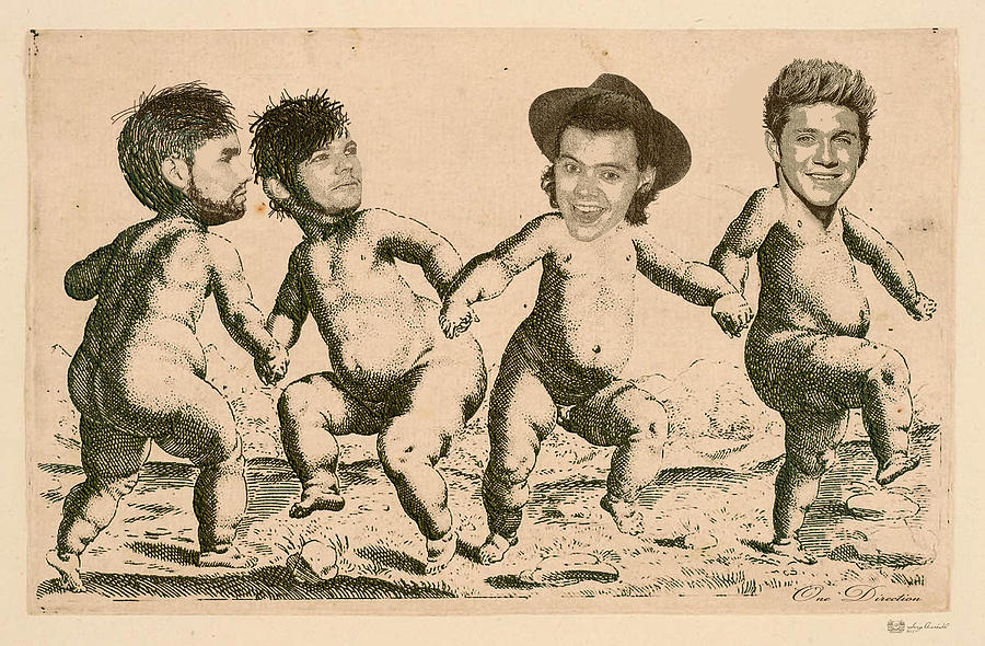 Celebrity Etchings - One Direction   Digital Art by Serge Averbukh