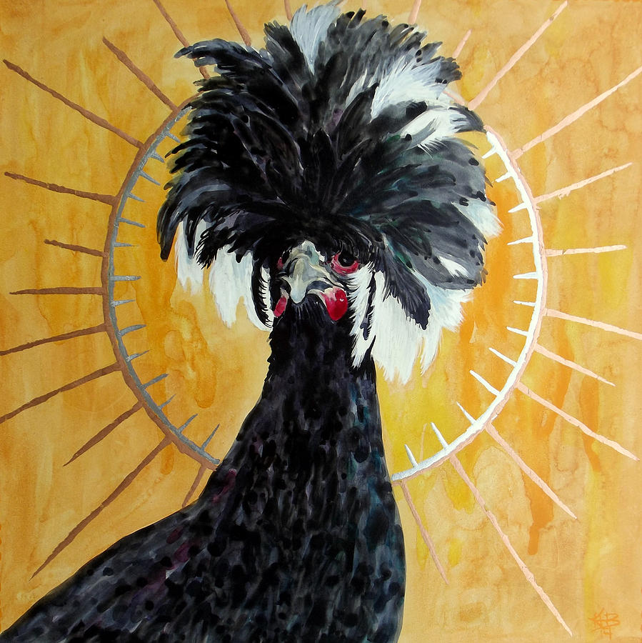 Feather Painting - Celestial Chicken - Lady Hawk by Kirsten Beitler