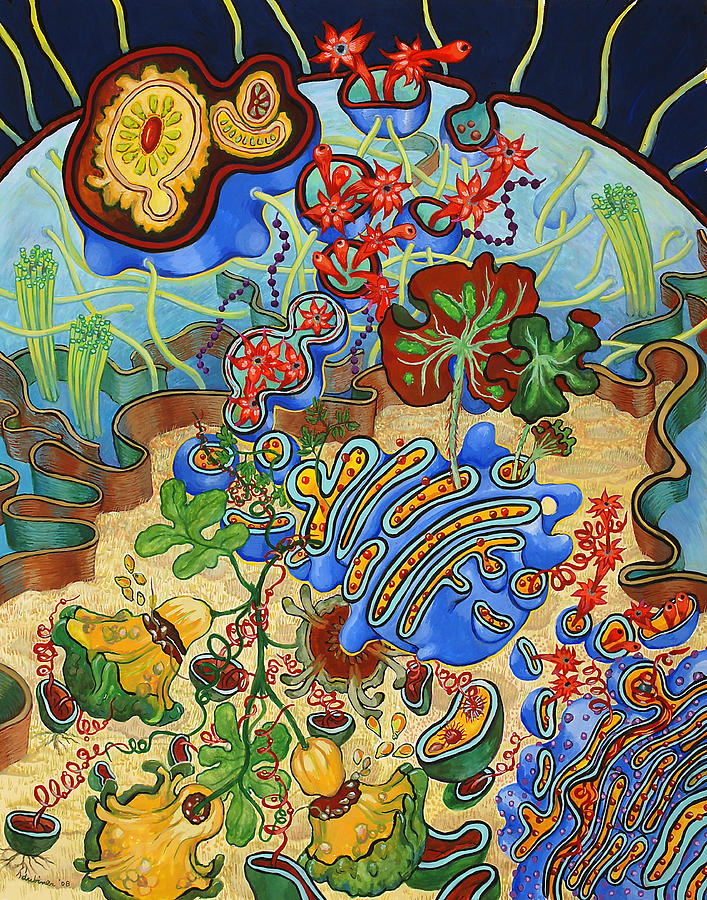 Fantasy Painting - Cell Garden by Shoshanah Dubiner