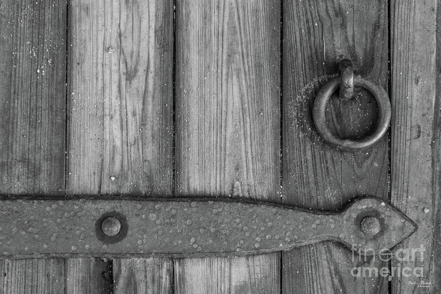 Cellar Door Handle Grayscale Photograph by Jennifer White