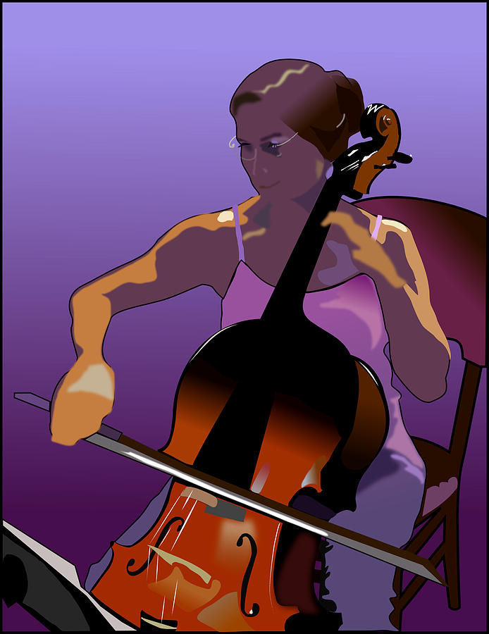 Cellist II Digital Art by Robert Bissett