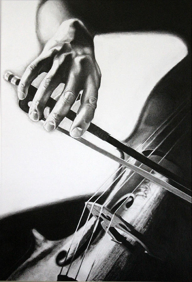 Cello Hand Drawing Drawing by Paul Burges