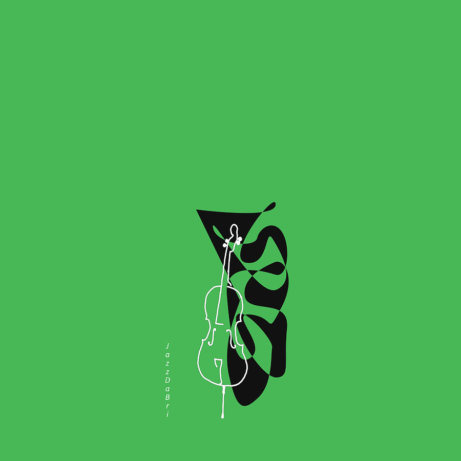 Jazz Digital Art - Cello in Green by David Bridburg