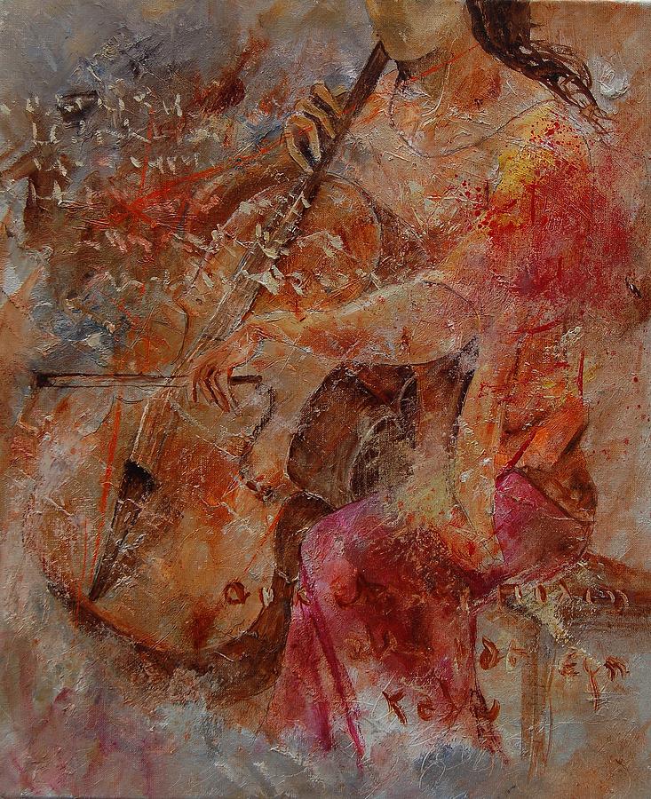 Music Painting - Cello Player by Pol Ledent