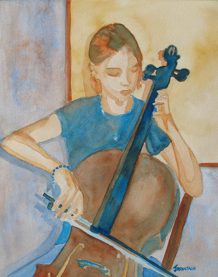 Girl Painting - Cello Practice Iv by Jenny Armitage Girl Painting - Cello Practice Iv by Jenny Armitage