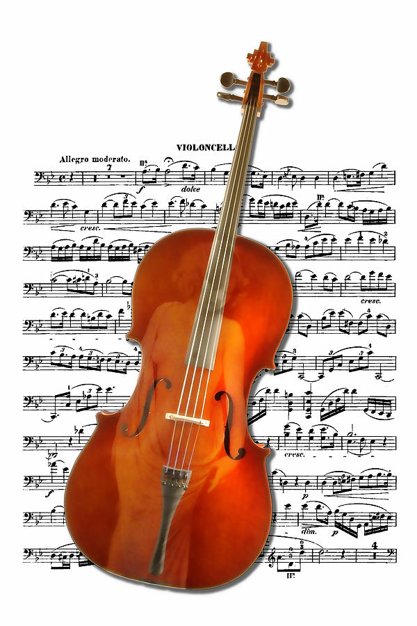 Cello with Clara Bow Digital Art by John Haldane