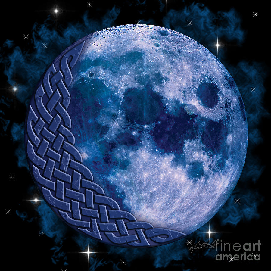 Celtic Blue Moon Mixed Media by Kristen Fox