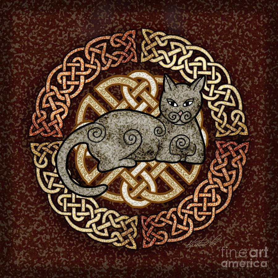 Celtic Cat Mixed Media by Kristen Fox