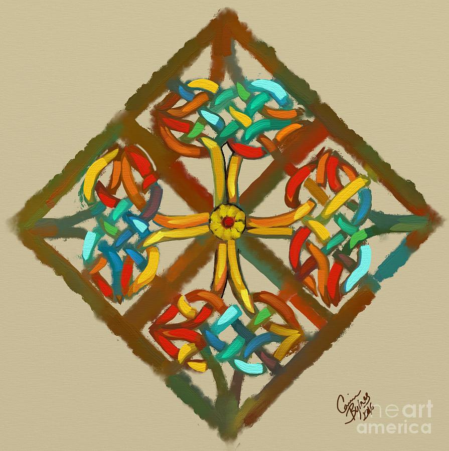 Celtic Cross 1 Painting by Carrie Joy Byrnes