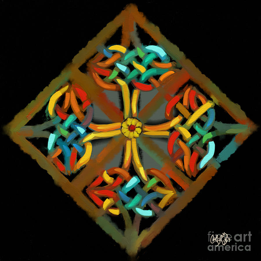 Celtic Cross 2 Painting by Carrie Joy Byrnes
