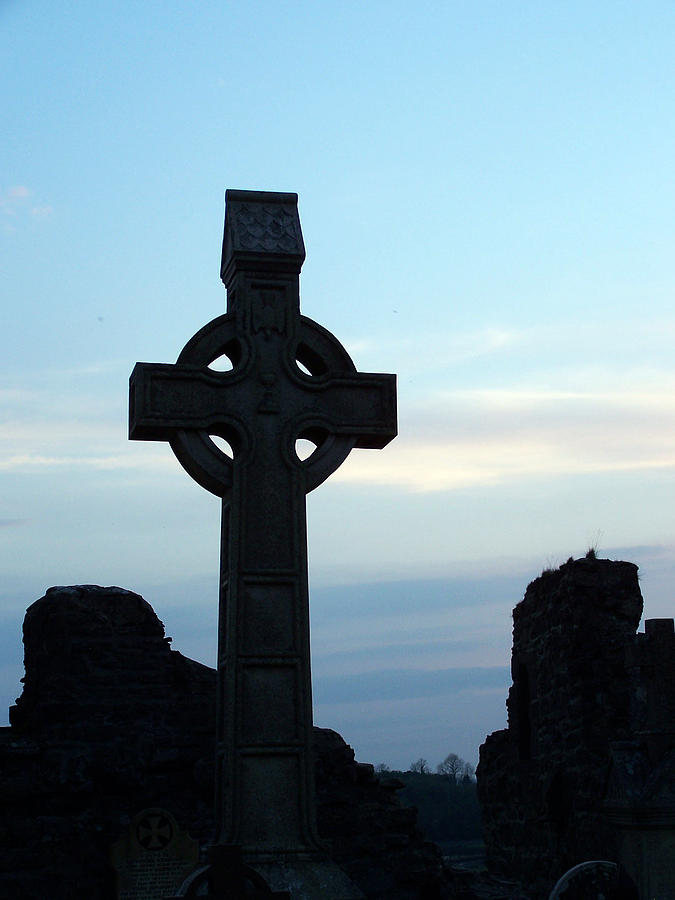 Sunset Photograph - Celtic Cross at Sunset Donegal Ireland by Teresa Mucha