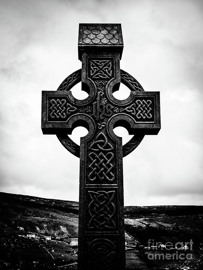 Celtic Cross Glencolmcille BW Photograph by Lexa Harpell