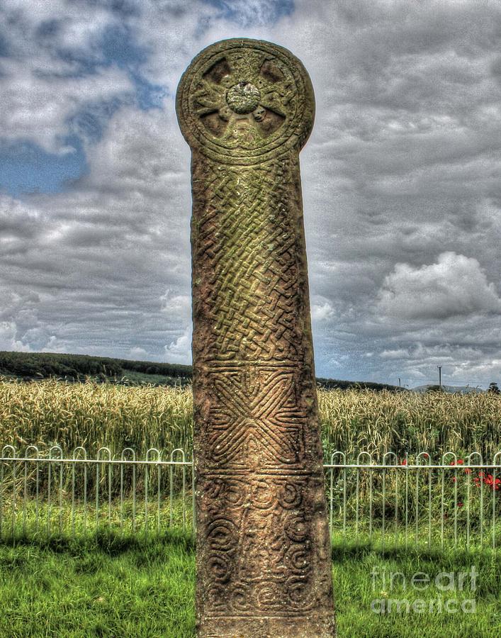 Cross Digital Art - Celtic Cross Maen Achwyfan by Chris Evans