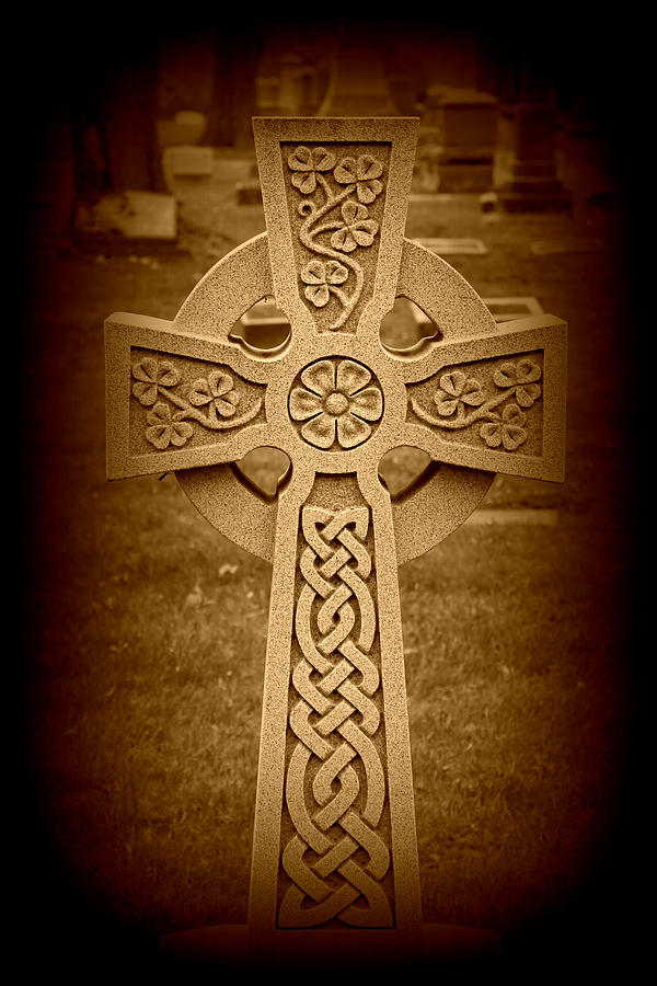 Cemetery Photograph - Celtic Cross by Rebecca Frank
