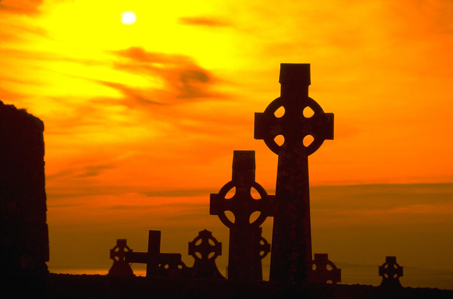 Celtic Crosses In Graveyard Photograph
