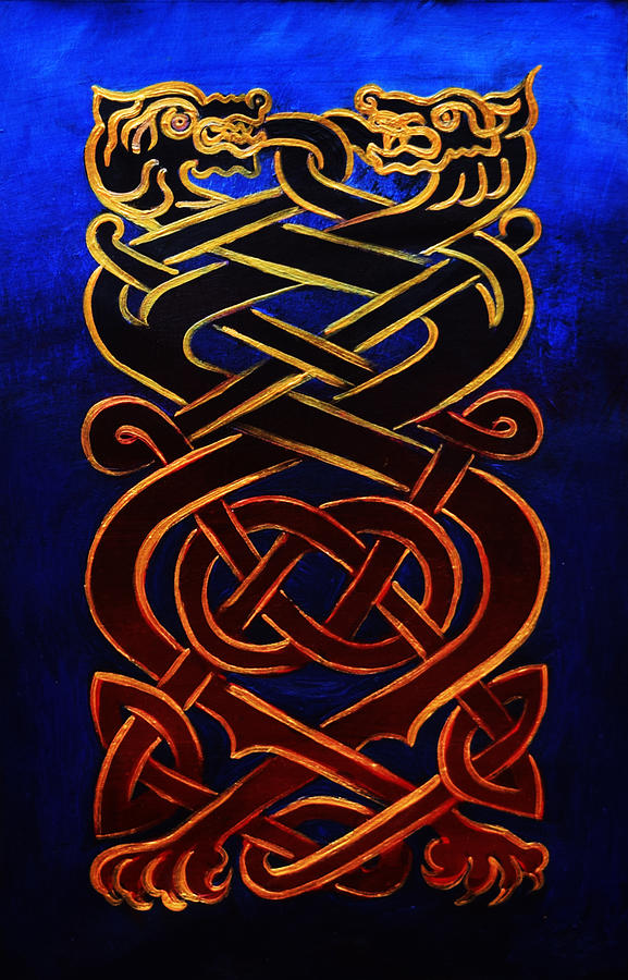 Celtic Knot Two Dogs Painting by Stephen Humphries