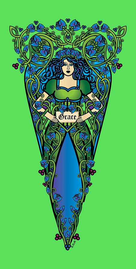 Celtic Forest Fairy- Grace Digital Art by Celtic Artist Angela Dawn MacKay