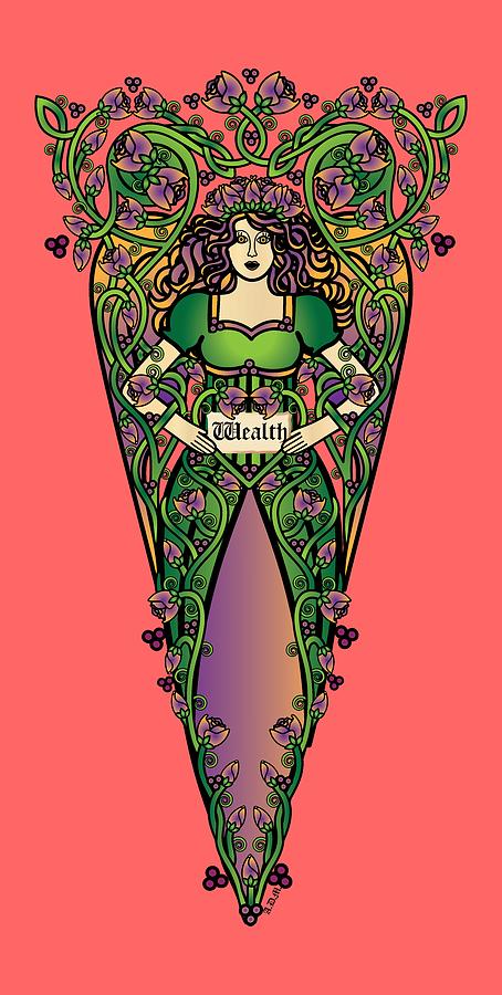 Fairy Digital Art - Celtic Forest Fairy - Wealth by Celtic Artist Angela Dawn MacKay