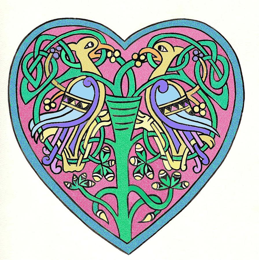 Bird Painting - Celtic Heart by Frances Gillotti