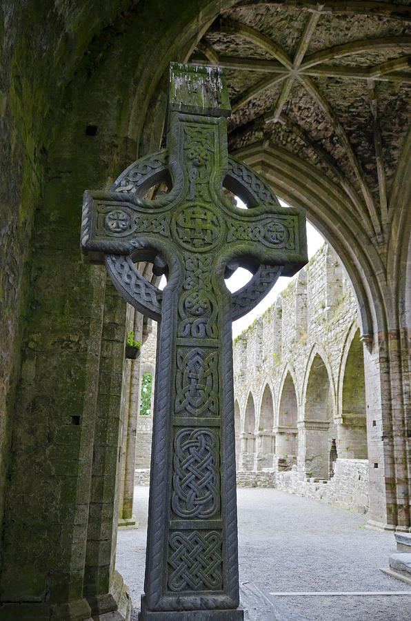 Celtic High Cross and Vaulted Gothic Ceiling Jerpoint Abbey County Kilkenny Ireland Photograph by Shawn OBrien