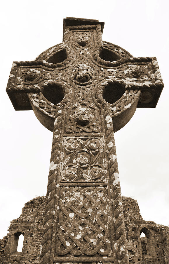 Celtic High Cross at Athassel Priory County Tipperary Ireland Sepia Photograph by Shawn OBrien