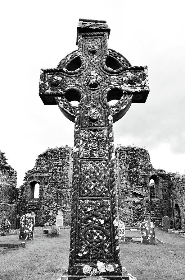 Celtic High Cross Athassel Priory County Tipperary Ireland Black and White Photograph by Shawn OBrien