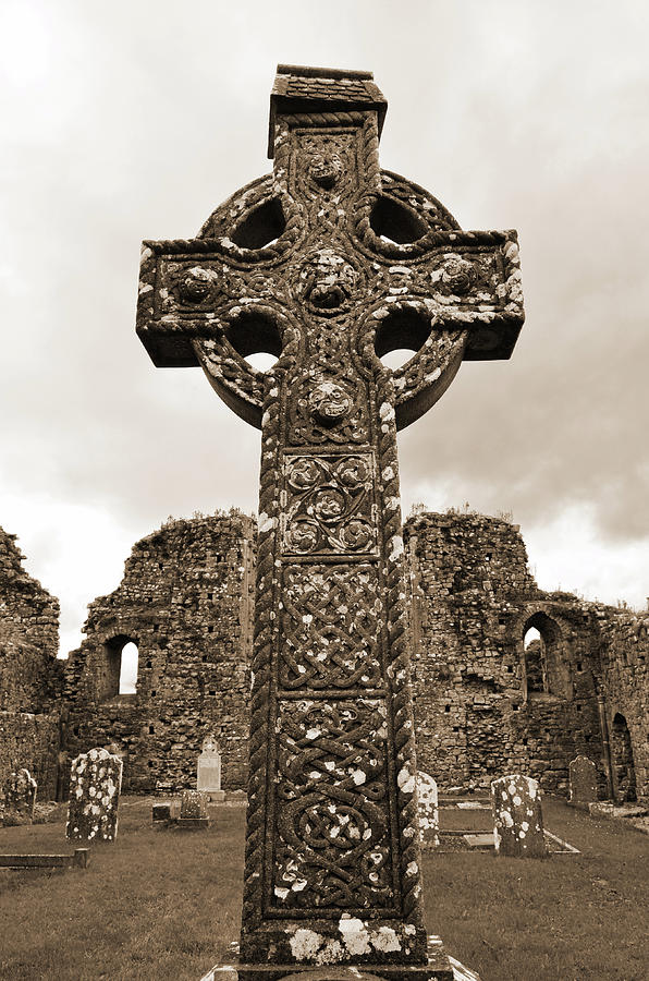 Celtic High Cross Athassel Priory County Tipperary Ireland Sepia Photograph by Shawn OBrien