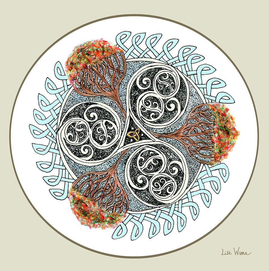 Celtic Inspired button Painting by Lise Winne