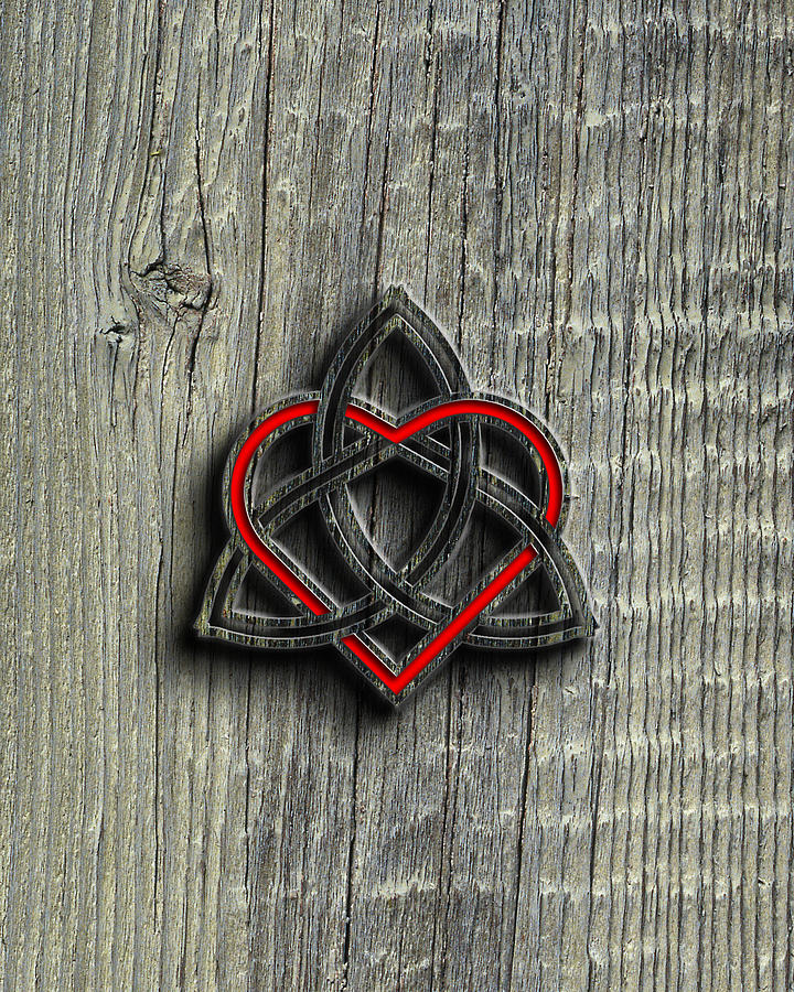 Celtic Knotwork Valentine Heart Wood Texture 2 Digital Art
