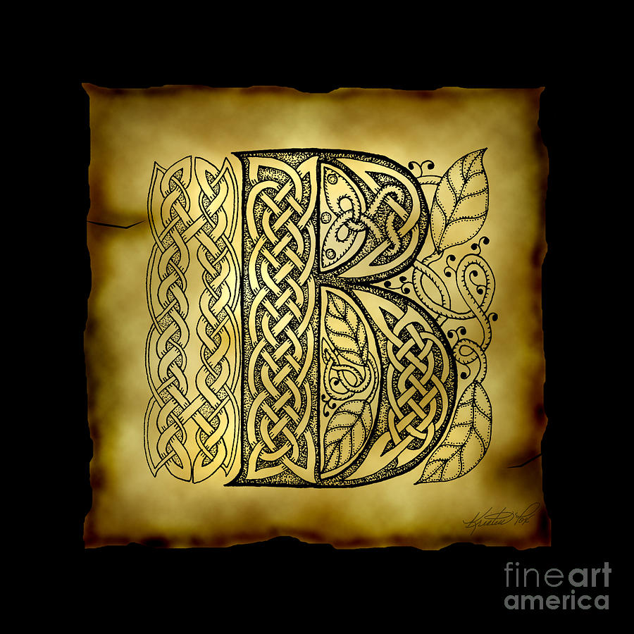 Celtic Letter B Monogram Mixed Media by Kristen Fox