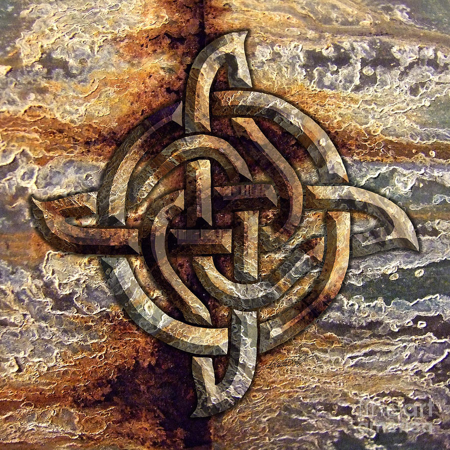 Celtic Rock Knot Mixed Media by Kristen Fox