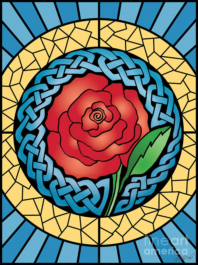 Celtic Rose Stained Glass Mixed Media by Kristen Fox