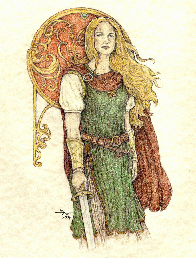 Celtic Shieldmaiden Drawing by Sara M Tan - Pixels