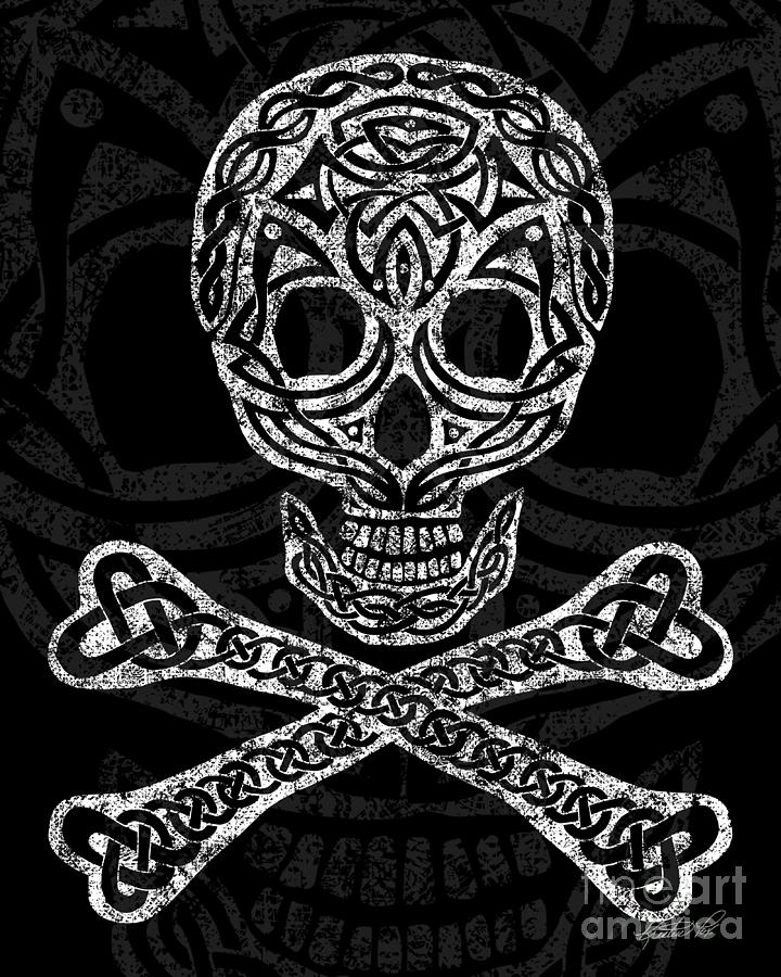Celtic Skull and Crossbones Mixed Media by Kristen Fox