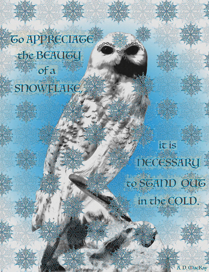 Celtic Snowy Owl Digital Art by Celtic Artist Angela Dawn MacKay