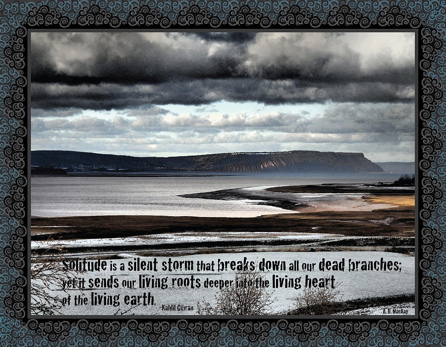 Celtic Storm - Storm over Cape Blomidon, Nova Scotia Digital Art by Celtic Artist Angela Dawn MacKay