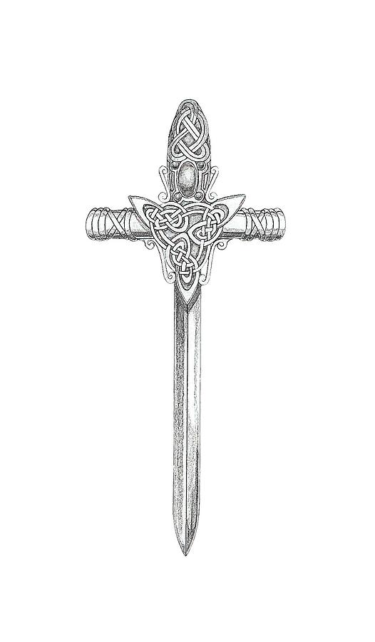 Celtic Sword B999 Digital Art by Deborah Runham