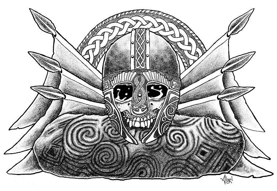 celtic skull drawing