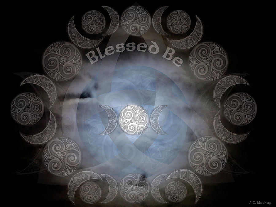 Celtic Triple Moon Goddess Mandala Digital Art by Celtic Artist Angela Dawn MacKay