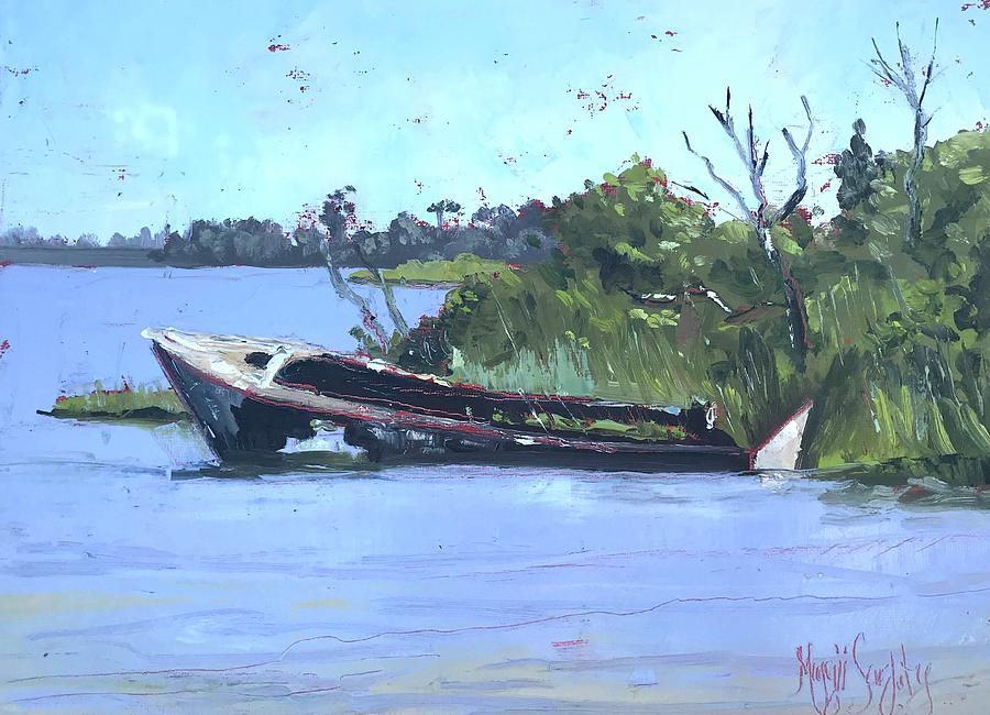 Cement Boat  Painting by Maggii Sarfaty