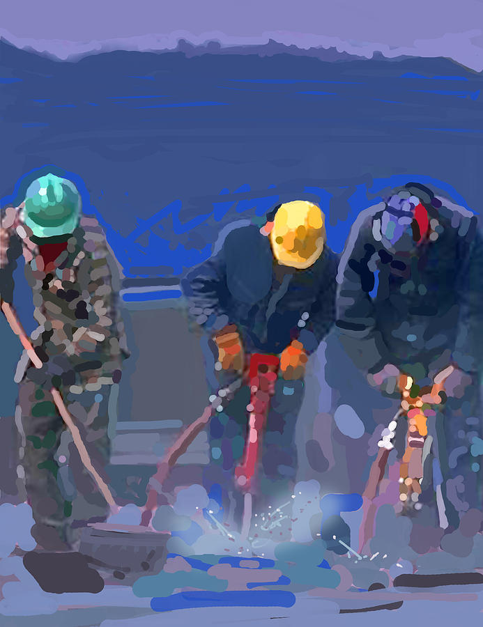 Bulldozers Painting - Cement Breakers by Brad Burns