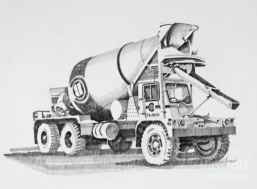 Cement Truck Drawing by James Williamson | Fine Art America