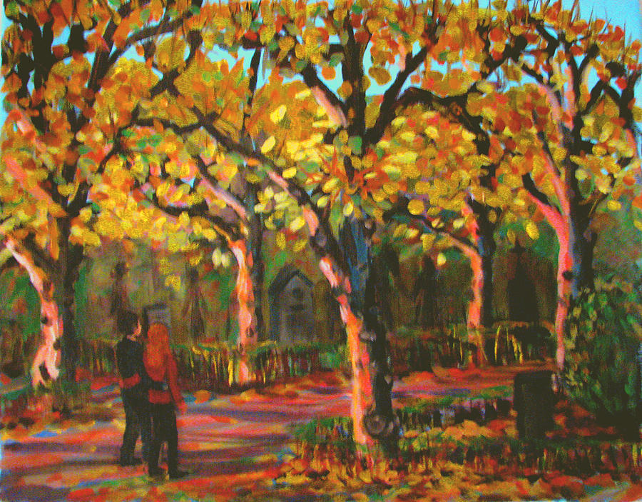 Fall Painting - Cemetary in Autumn by Art Nomad Sandra  Hansen